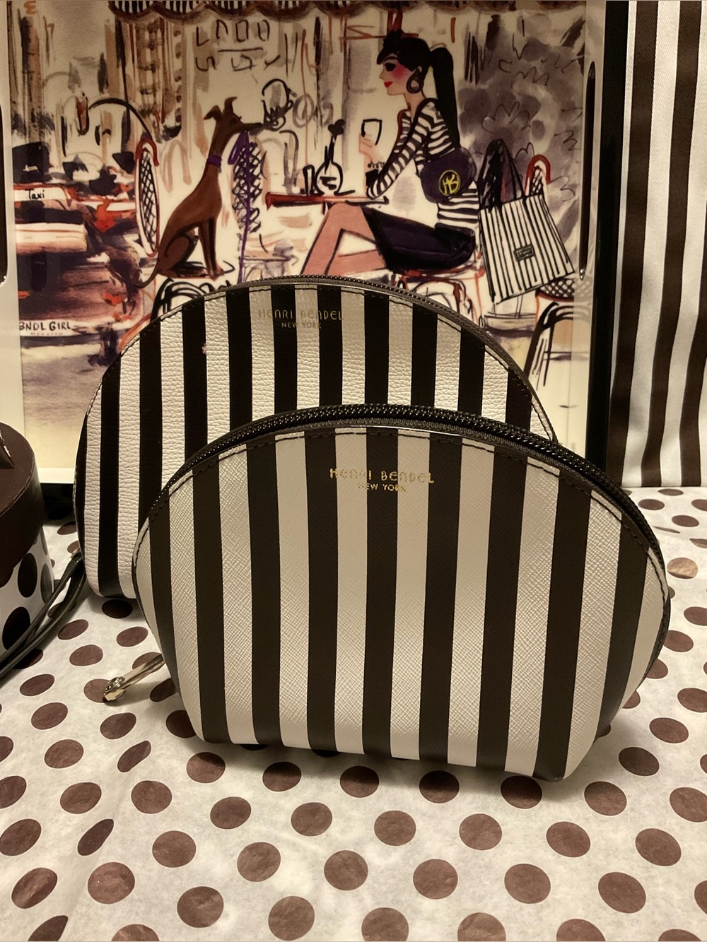 Well Loved Set of 2 Henri Bendel Clamshell Cases - 1 with Wristlet Strap
